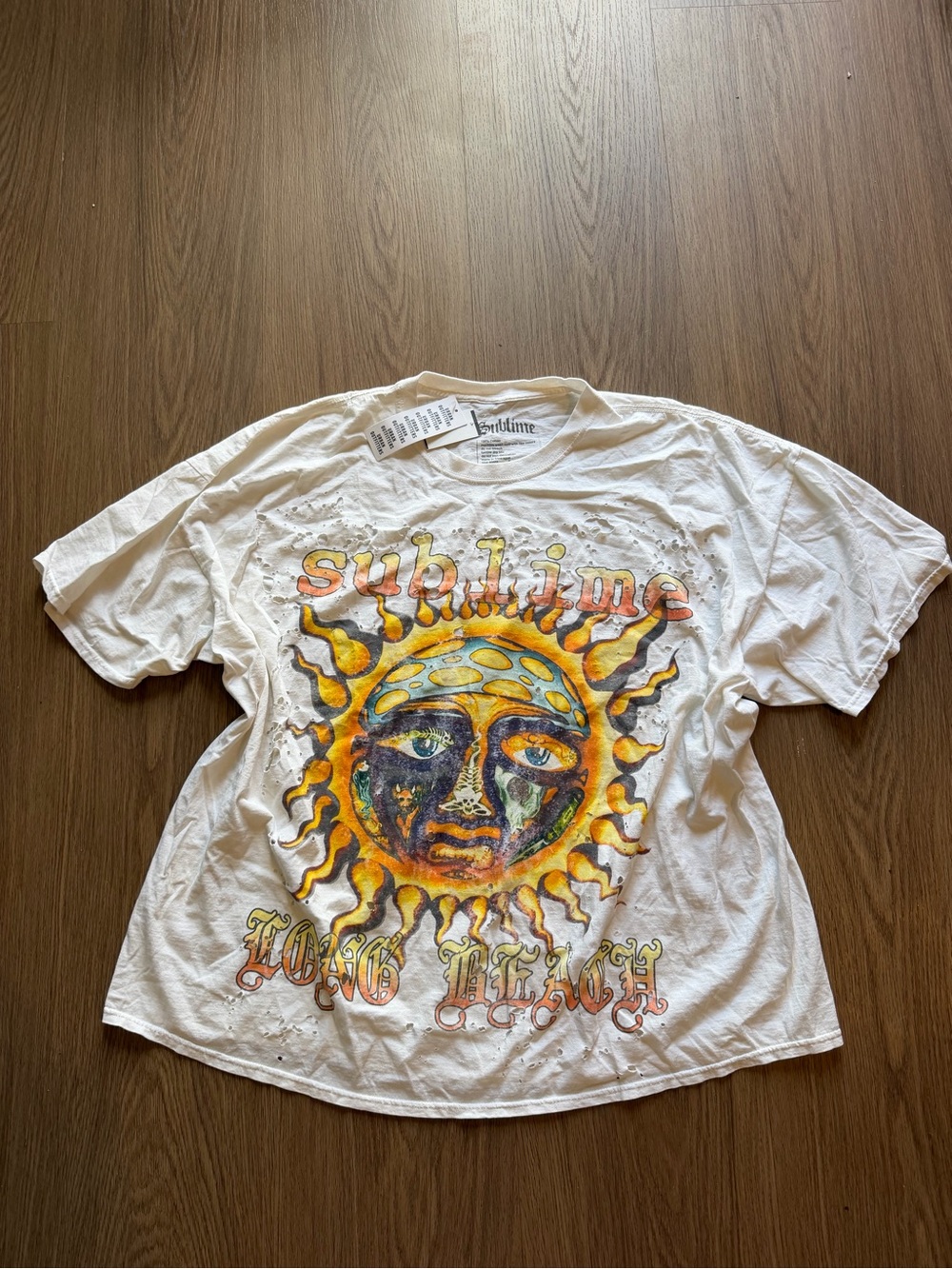 Sublime Urban Outfitters Long Beach Sun Graphic Distressed T-Shirt L/XL